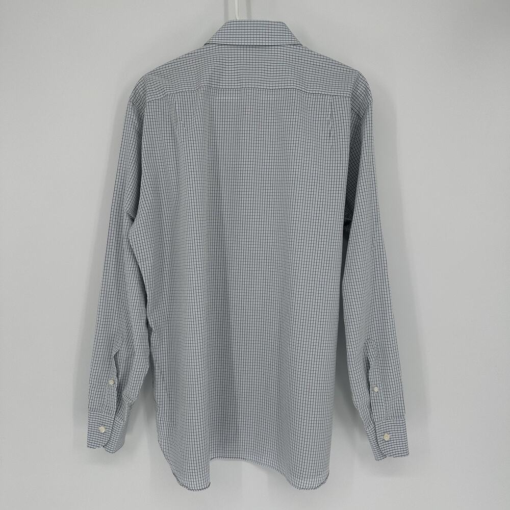 Ermenegildo Zegna Dress Shirt Mens 17.5 XL Blue Brown Check Cotton Long Sleeve - Picture 9 of 11